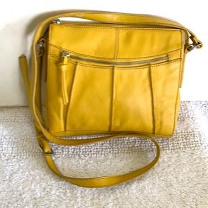 Tignanello Yellow Leather Crossbody Bag